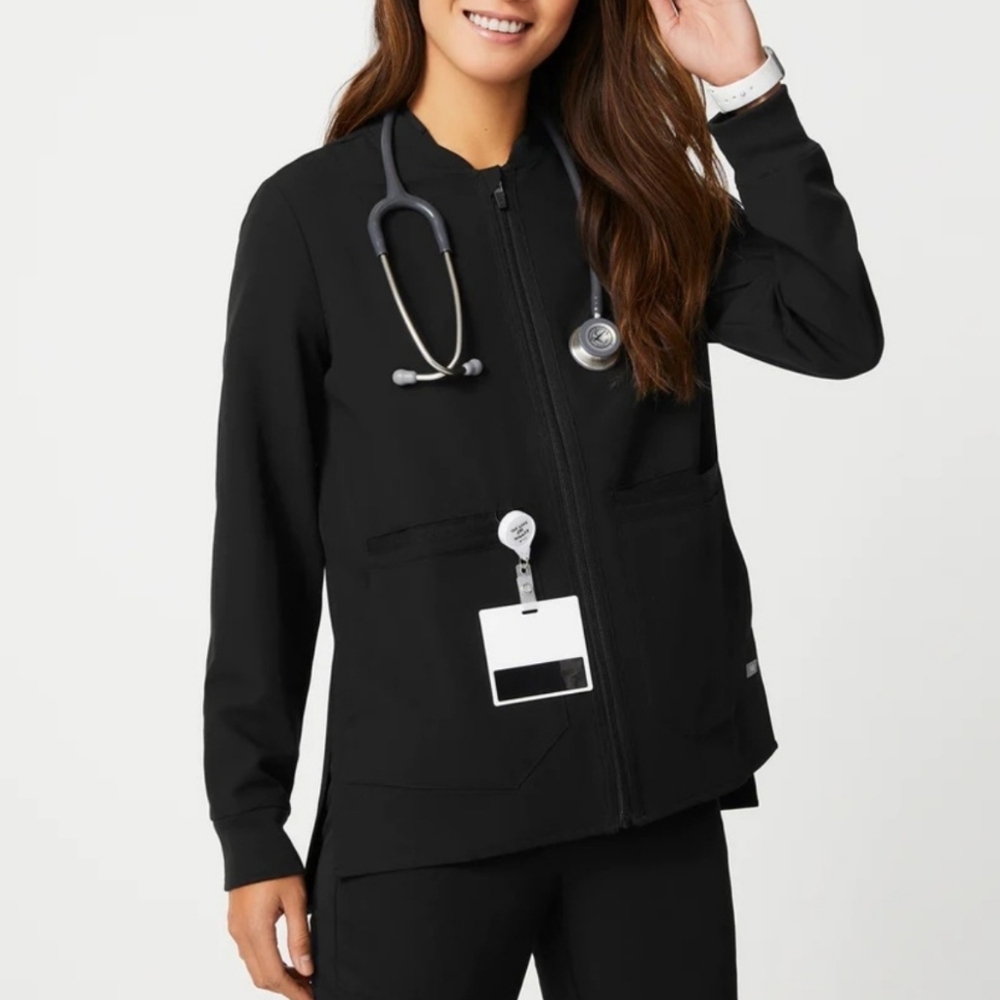 Figs Bellery Scrub Jacket zipped black S